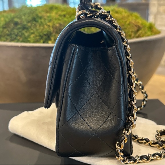 Authentic Chanel Mini Top Handle Fap Bag 24P Black - Picture 5 of 13